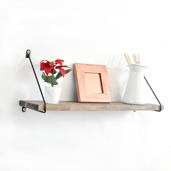 Hanah Home Wr038 Estante de Pared de Madera y Metal Nogal y Negro